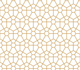 The geometric pattern with lines. Seamless vector background. White and gold texture. Graphic modern pattern. Simple lattice graphic design