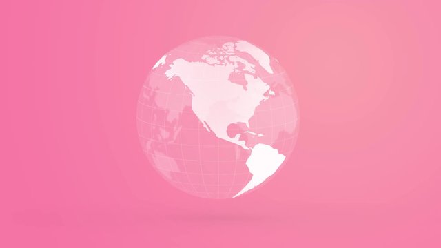 rotating earth globe on a pink background endless video loop
