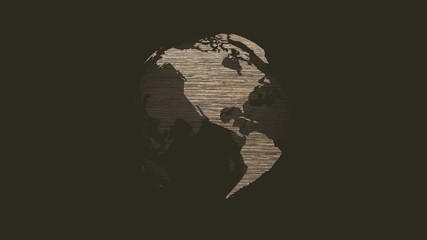 abstract model of planet earth with wooden texture motion background infinite loop - Powered by Adobe