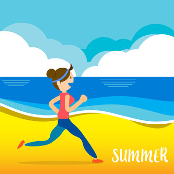Summer vector illustration concept of happiness and holiday background