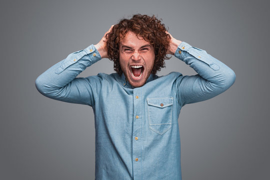 Screaming Man Tearing Out Hair