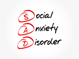SAD - Social Anxiety Disorder acronym, concept background