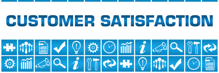 Customer Satisfaction Blue Box Grid Business Symbols 