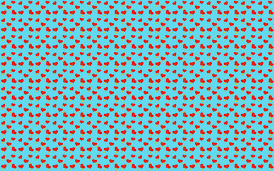 Seamless pattern of hearts pierced by an arrow on a turquoise background