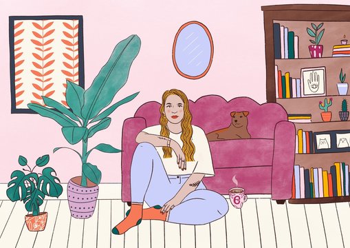 Sitting room with dog