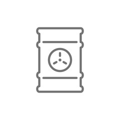 Waste barrel, toxic container, radioactive waste line icon.