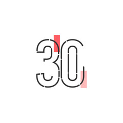 Number 30 Vector Template Design Illustration Design for Anniversary Celebration