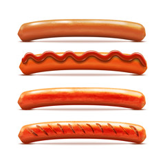 Set of Grilled Sausages in Realistic Style