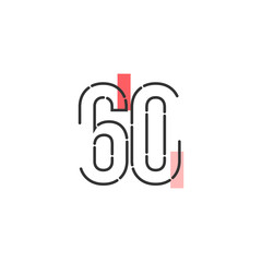 Number 60 Vector Template Design Illustration Design for Anniversary Celebration
