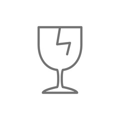 Broken glass, fragile delivery line icon.