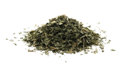 Sliced dry celery pile isolated on white background