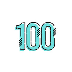 Number 100 Vector Template Design Illustration Design for Anniversary Celebration