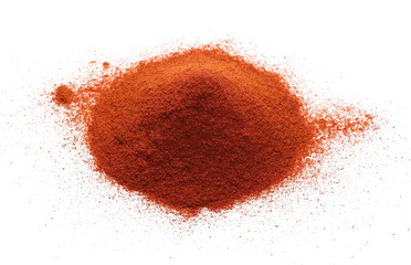 Red paprika powder isolated on white background