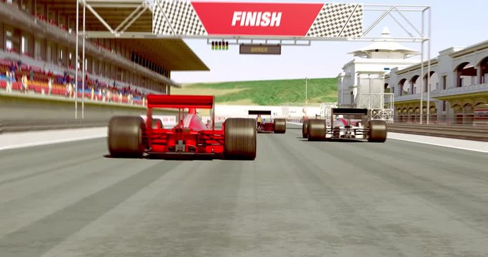 Formula One Racing Cars Getting Ready For Racing - High Quality 4K 3D Animation With Environment