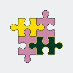 Obraz premium Four colored piece puzzle line icon.Vector Illustration