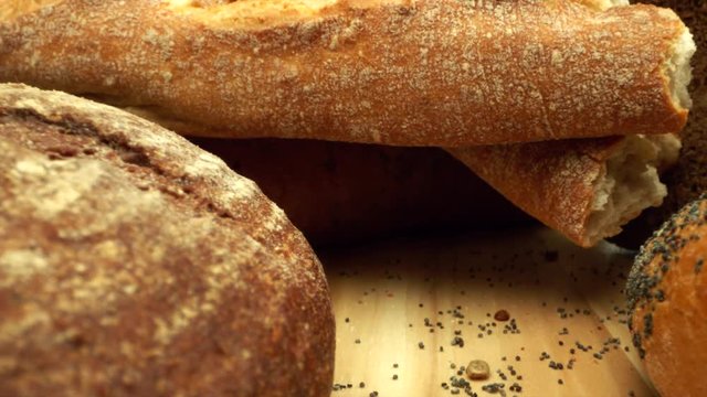 Crispy bread, baguette and home made bakery products