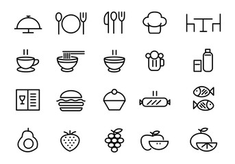 set of icons of food and drinks