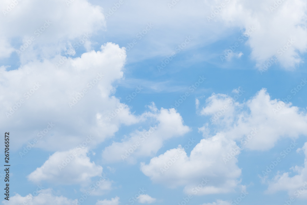 Wall mural blue sky background with white clouds during day . panorama .