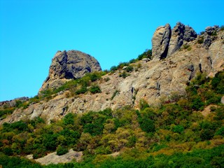 National park Kara-Dag. Mountain landscape in the form of elephant and mammoth