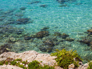 Clear blue shallow sea water