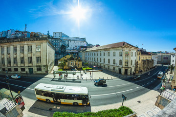 over the small square in a sunny day in Portugal
