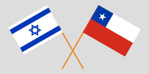 Chile and Israel. The Chilean and Israeli flags. Official colors. Correct proportion. Vector