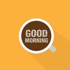 Vector illustration of Good morning with coffee