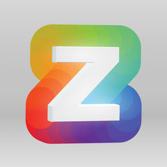 3D character from a fontset with colorful background, vector illustartion