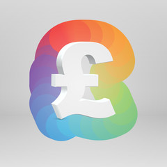 3D character from a fontset with colorful background, vector illustartion