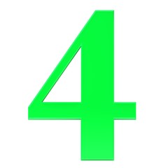 4 number four green 3d numeral sign isolated on white