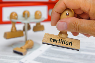 certified printed on rubber stamp