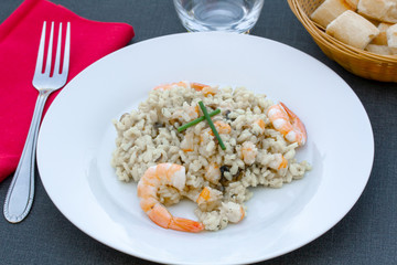 risotto aux crevettes et champignons