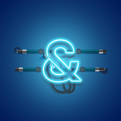 Realistic glowing blue neon charcter, vector illustration