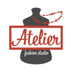 Atelier fashion studio mannequin and beads isolated icon