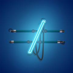 Realistic glowing blue neon charcter, vector illustration