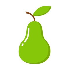 Green pear isolated on white background. Vector illustration.