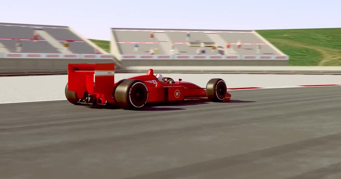 Formula One Racing Car Crossing Finish Line As Champion - High Quality 4K 3D Animation
