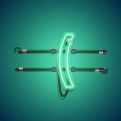 Realistic glowing green neon charcter, vector illustration