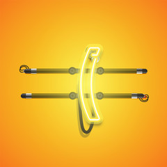 Realistic glowing yellow neon charcter, vector illustration