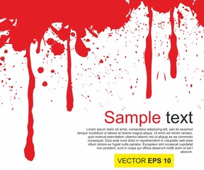 Blood splattered. Abstract background. Big realistic blood splashed on white background. vector illustration. the concept of dread, anxiety and of something terrible