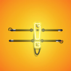 Realistic glowing yellow neon charcter, vector illustration