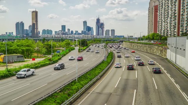ime-lapse traffic in Seoul, South Korea