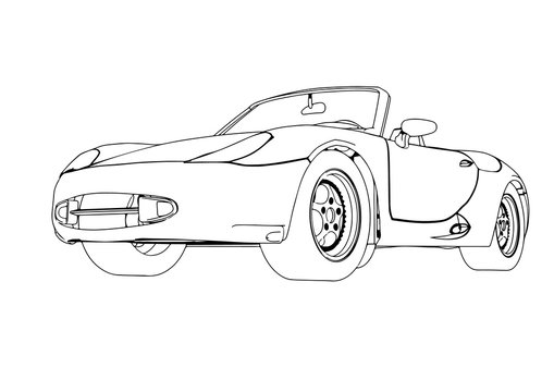 sketch of sport car on white background vector