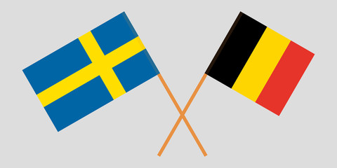 Sweden and Belgium. The Swedish and  Belgian flags. Official colors. Correct proportion. Vector