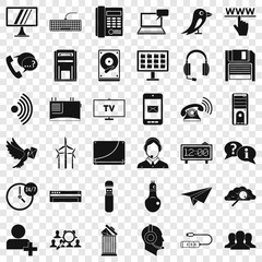 Internet communication icons set. Simple style of 36 internet communication vector icons for web for any design