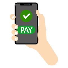 キャッシュレス決済：スマホ キャッシュレス 決済 チェックマーク cashless payment PAY