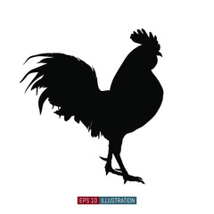 Fototapeta na wymiar Rooster silhouette isolated. Vector illustration. Template for your design works.