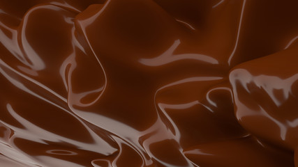 Liquid Chocolate background. Melted dark Chocolate. Wave brown background. Chocolate.
