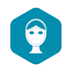 Face marked out for cosmetic surgery icon. Simple illustration of face marked out for cosmetic surgery vector icon for web