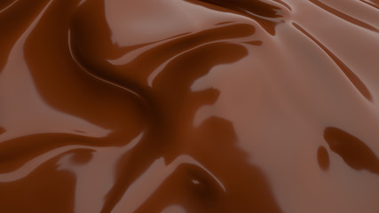 Liquid Chocolate background. Melted dark Chocolate. Wave brown background. Chocolate.